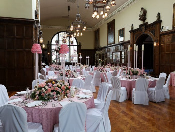 Banquet all set up as a wedding venue